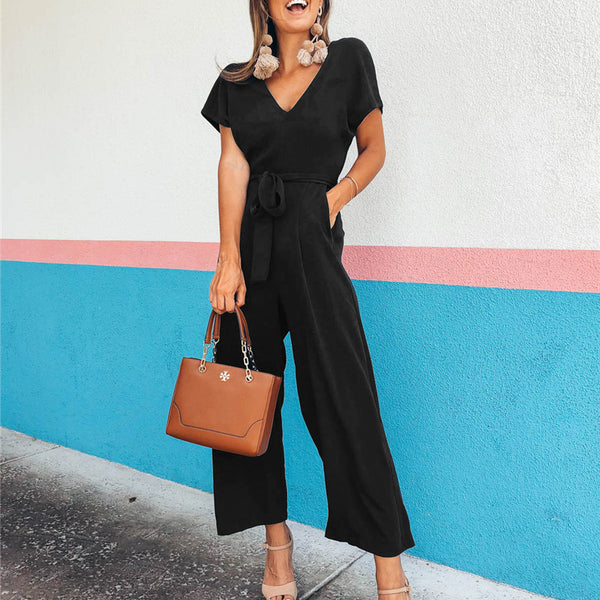 Clara – Eleganter Leinen-Wickeloverall