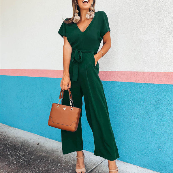 Clara – Eleganter Leinen-Wickeloverall
